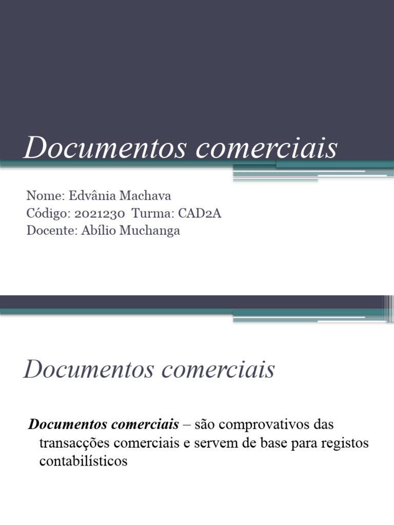 Tipos e Classificação de Documentos Comerciais | PDF