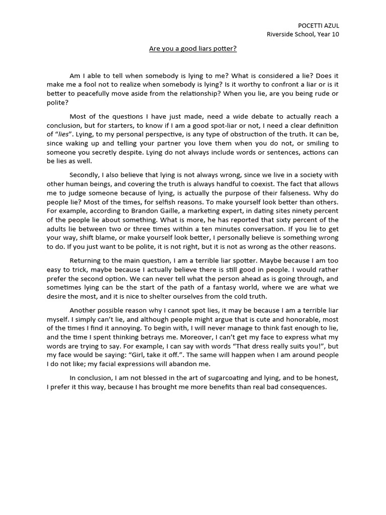 Understanding Lies and Deception | PDF | Truth | Reason