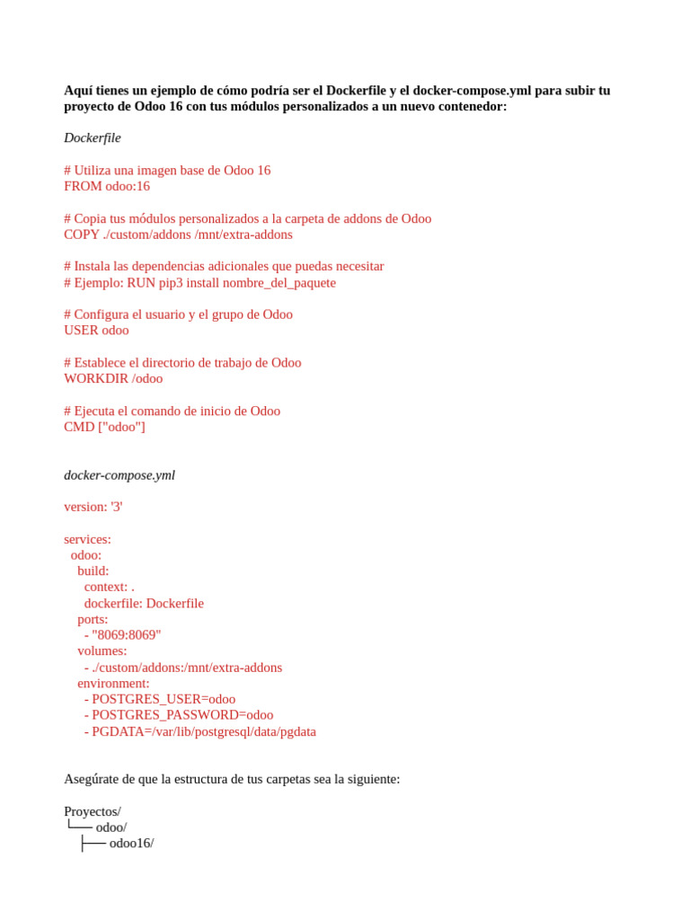 Dockerfile y docker-compose para Odoo 16 | PDF | Software del sistema ...