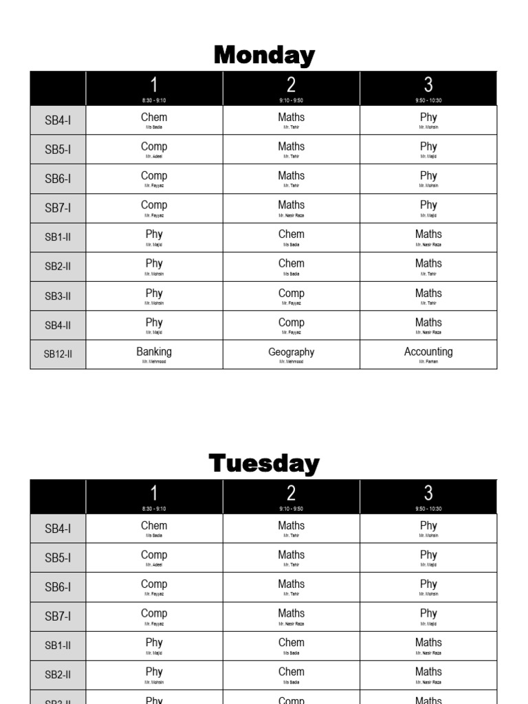Timetable boys campus i for extra classes pdf