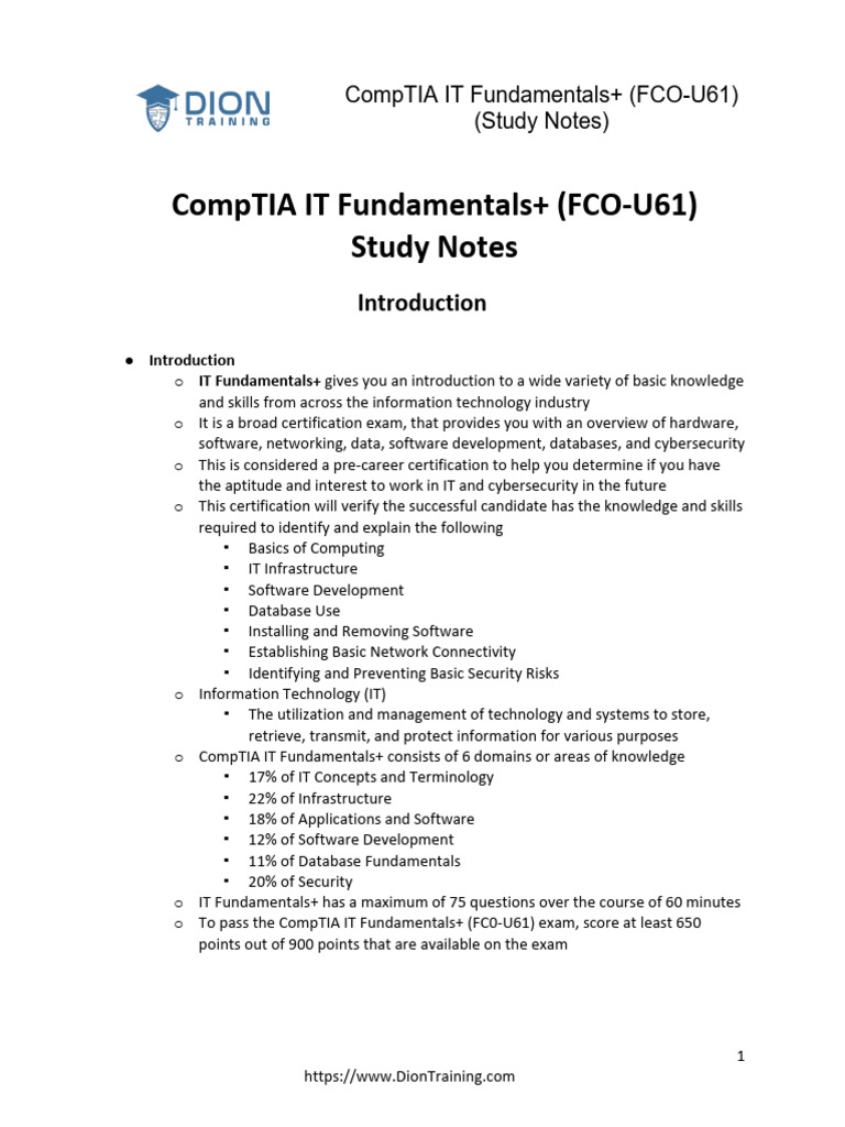 CompTIA+IT+Fundamentals++ (FCO U61) +Study+Guide | PDF | Central ...