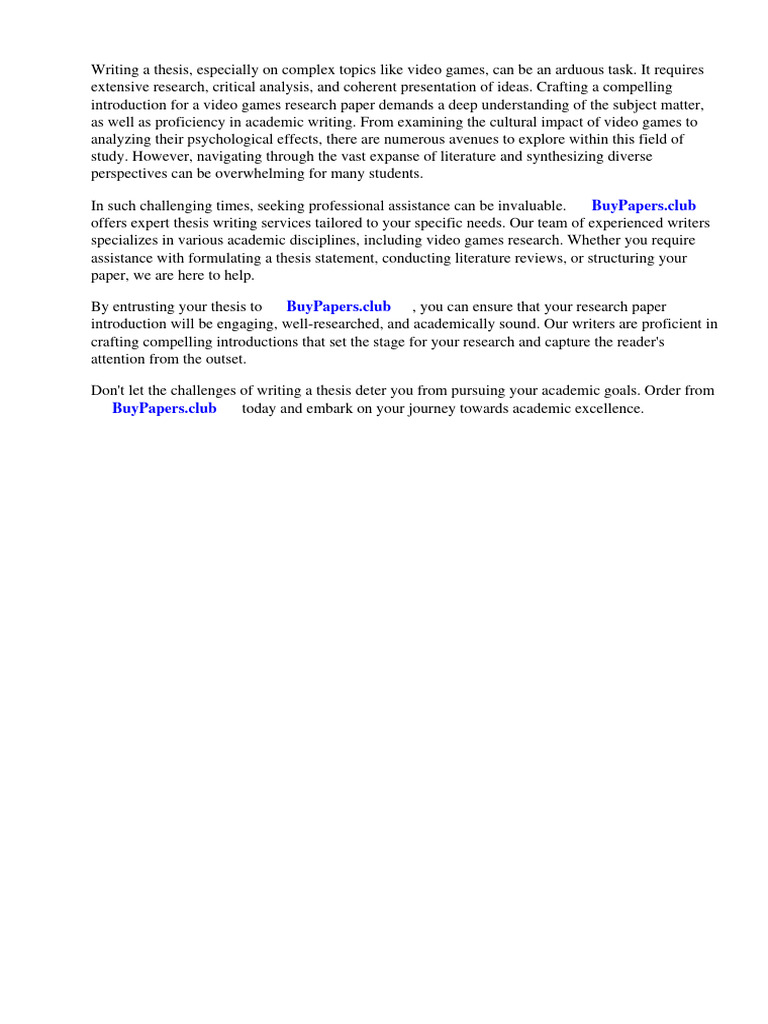 Video Games Research Paper Introduction PDF Video Games Learning