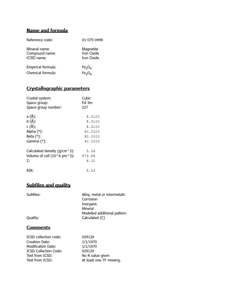 Database Fe3o4 | PDF