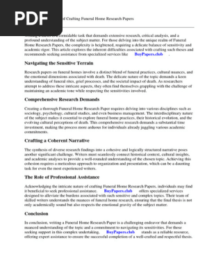 Funeral Home Research Papers