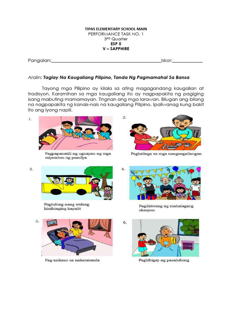 3rd Q ESP SUMMATIVE TEST AND PERFORMANCE TASK WEEK 1 AND 2 | PDF
