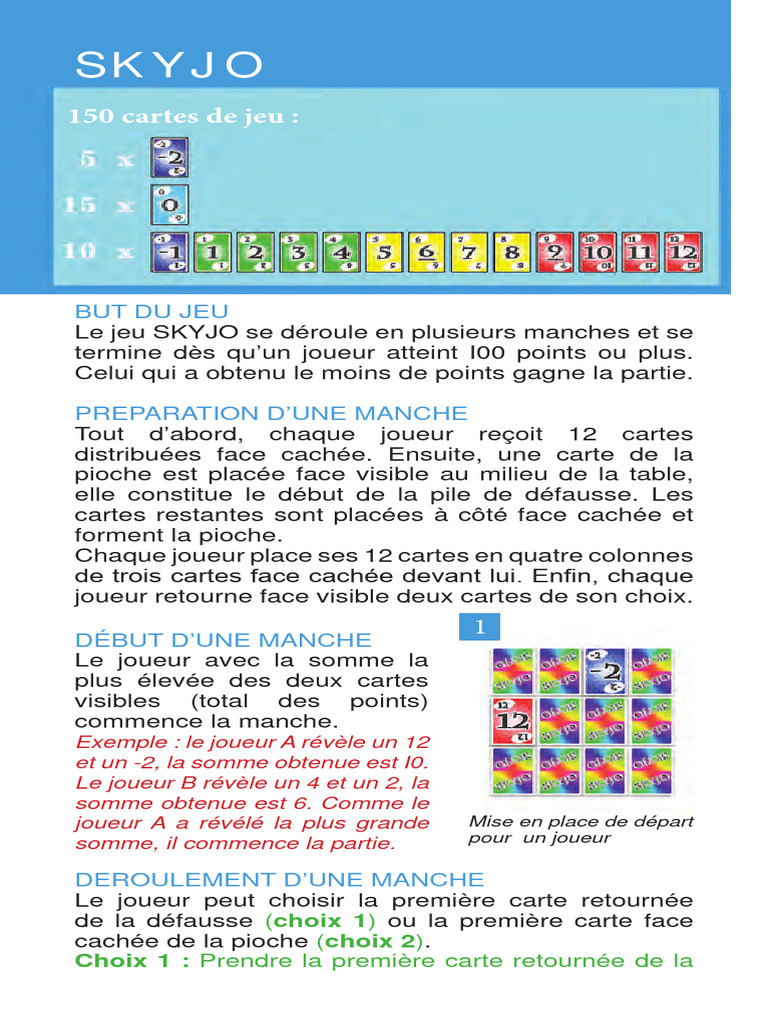 Règles du jeu SKYJO en 150 cartes | PDF | Gaming | Jeux de hasard