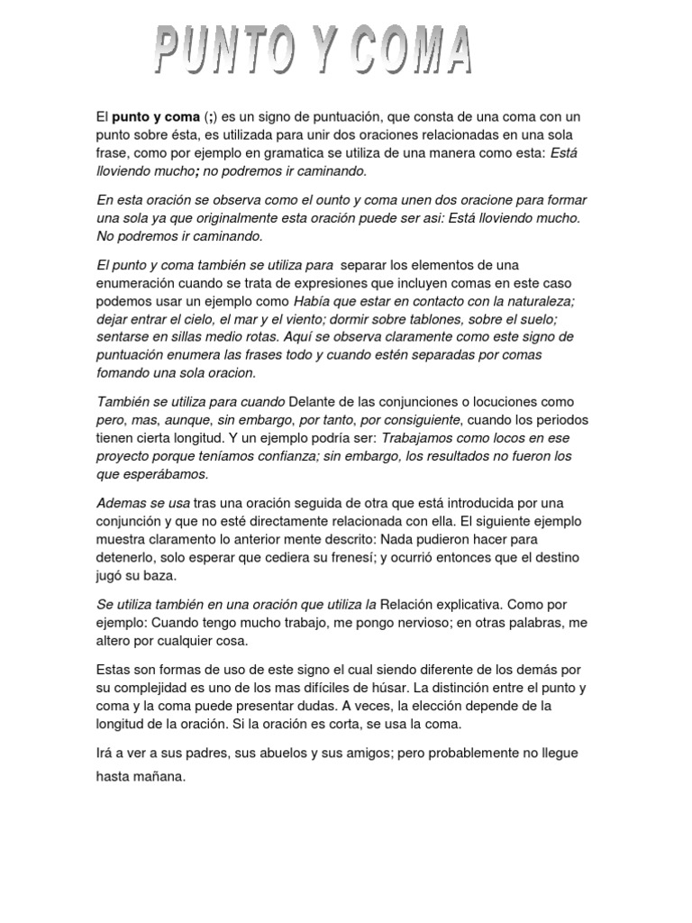 El Punto y Coma | PDF | Coma | Puntuación