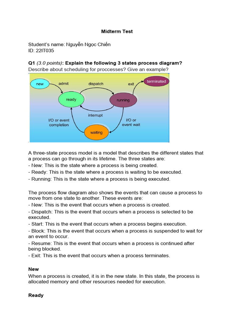 Three-State Process Model Explained | PDF | Scheduling (Computing ...