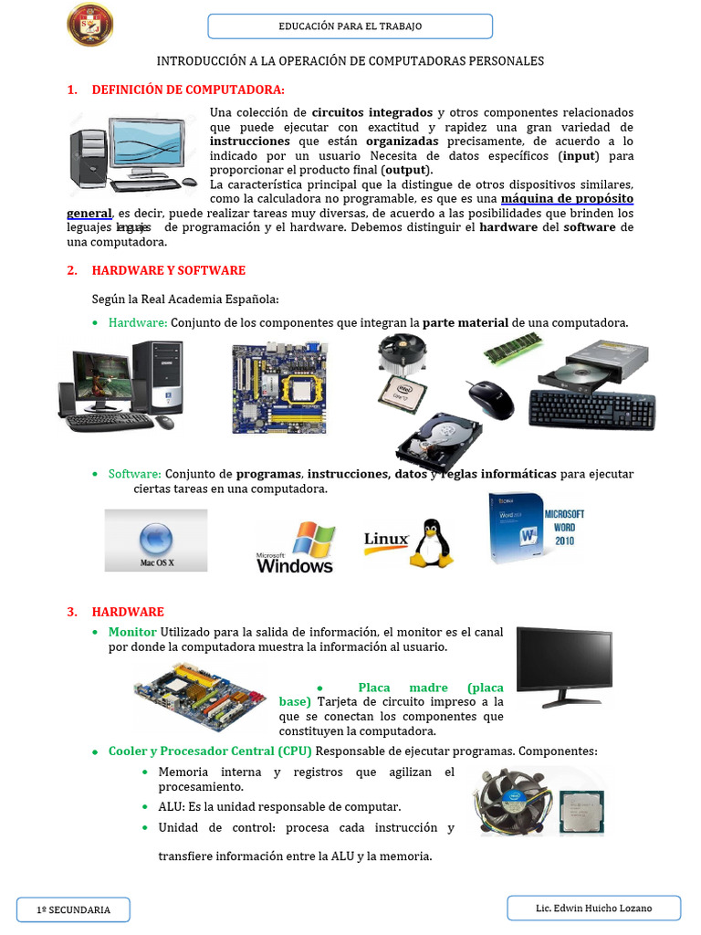 Partes de Hardware y Software en PC | PDF | Hardware de la computadora ...