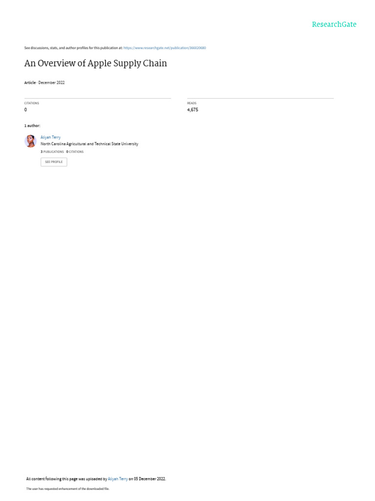 AppleSupplyChain AliyahTerry2022Fall | PDF | Supply Chain | Apple Inc.