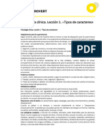 Psicología Clínica. Lección 1. Tipos de Caracteres