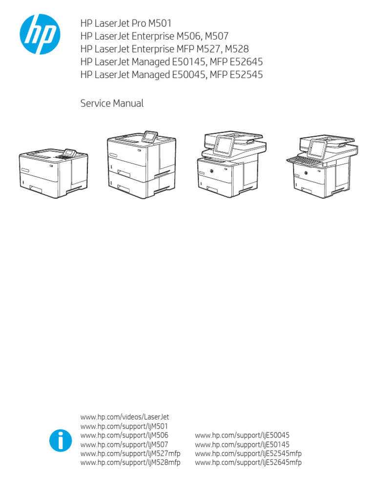 HP LaserJet M501, M506, M507, E50045, E50145, MFP M527, M528, E52545