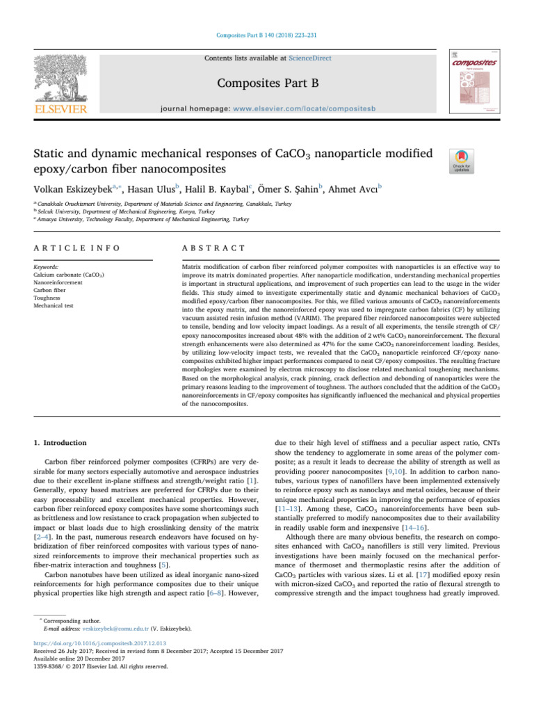 Static and Dynamic Mechanical Responses of CaCO3 Nanoparticle Modified ...