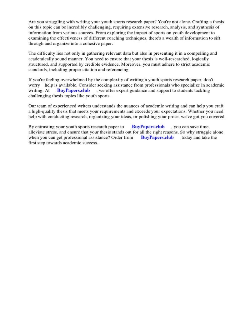 Youth Sports Research Papers PDF