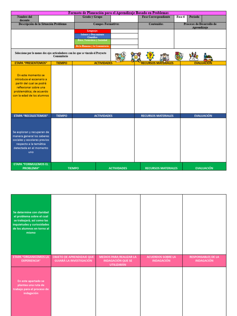Formato de Planeación ABP Escolar | PDF | Evaluación | Aprendizaje