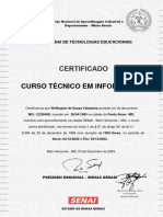 CERTIFICADO SENAI - Wellington de Souza Valadares - Curso Técnico em Informática