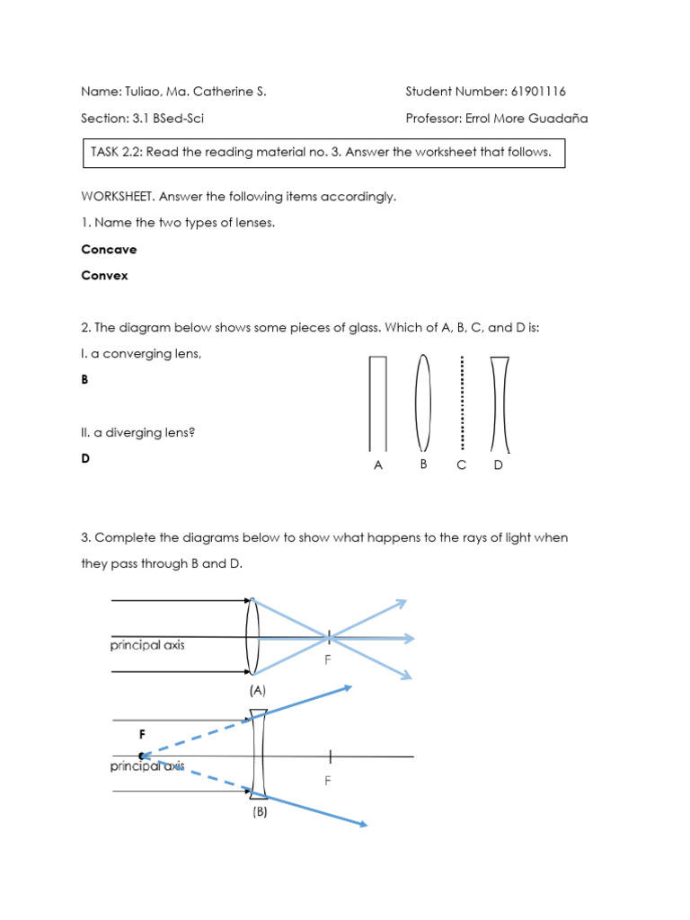 Task2.2 - (Optics and Waves) | PDF | Lenses | Atomic