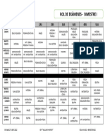 Rol de Evaluaciones Bimestrales - Secundaria