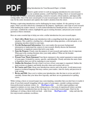 How to Write the Introduction of a Research Paper PDF