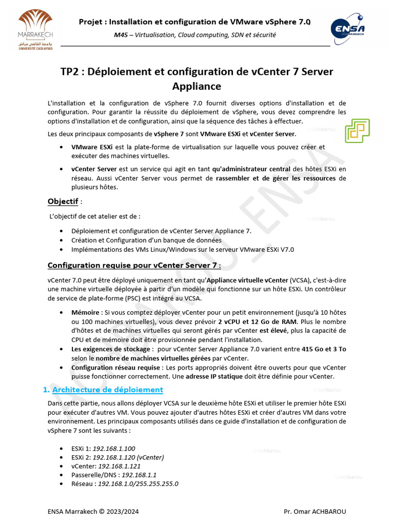 Installation de VMware vCenter 7.0 | PDF | VMware | Machine virtuelle