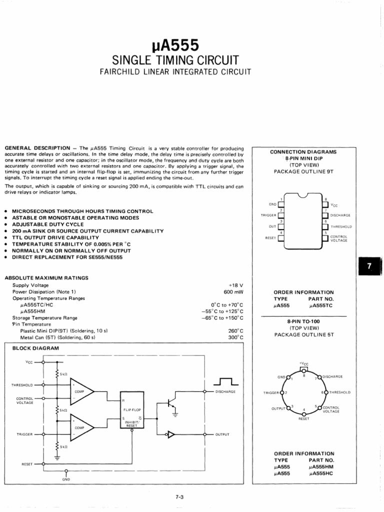 UA555 FairchildSemiconductor | PDF | Electronic Design | Electrical ...