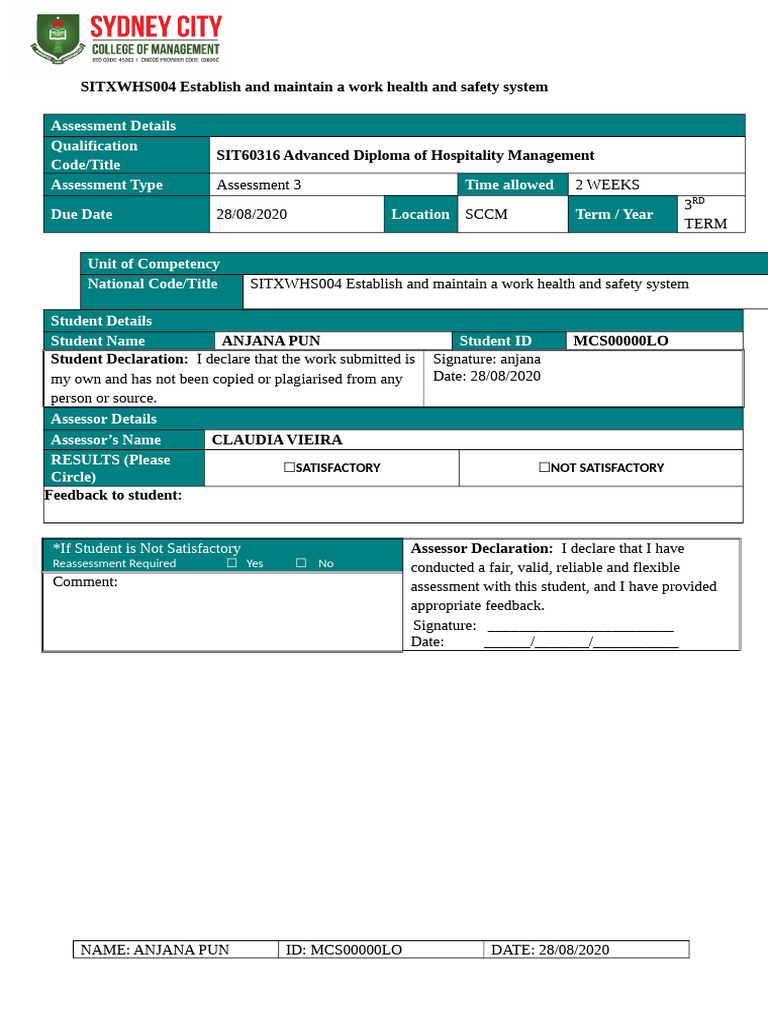 WHS System Development for Hospitality | PDF | Career & Growth | Business