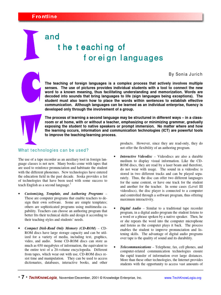 ICT Tools for Language Learning | PDF | Cd Rom | Educational Technology