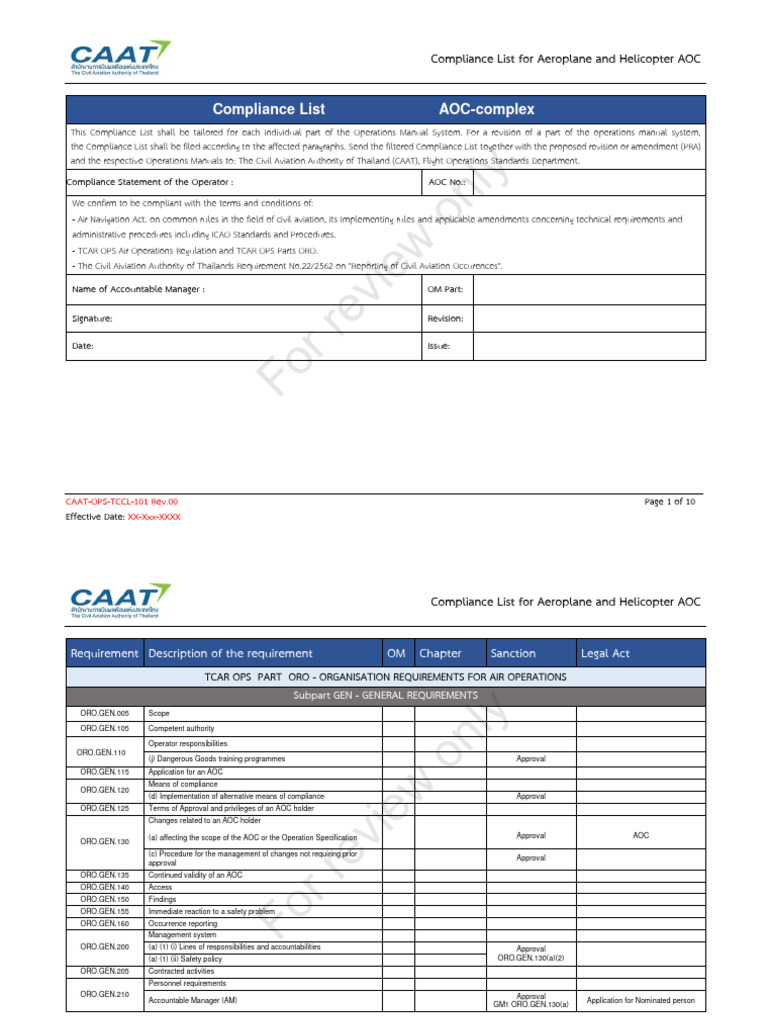 AOC Compliance Checklist for CAAT | PDF | Regulatory Compliance ...