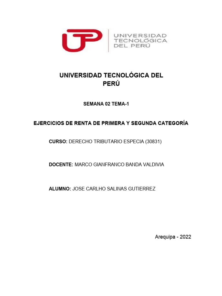 Ejercicios de Renta Primera Categoría | PDF | Impuesto sobre la renta ...