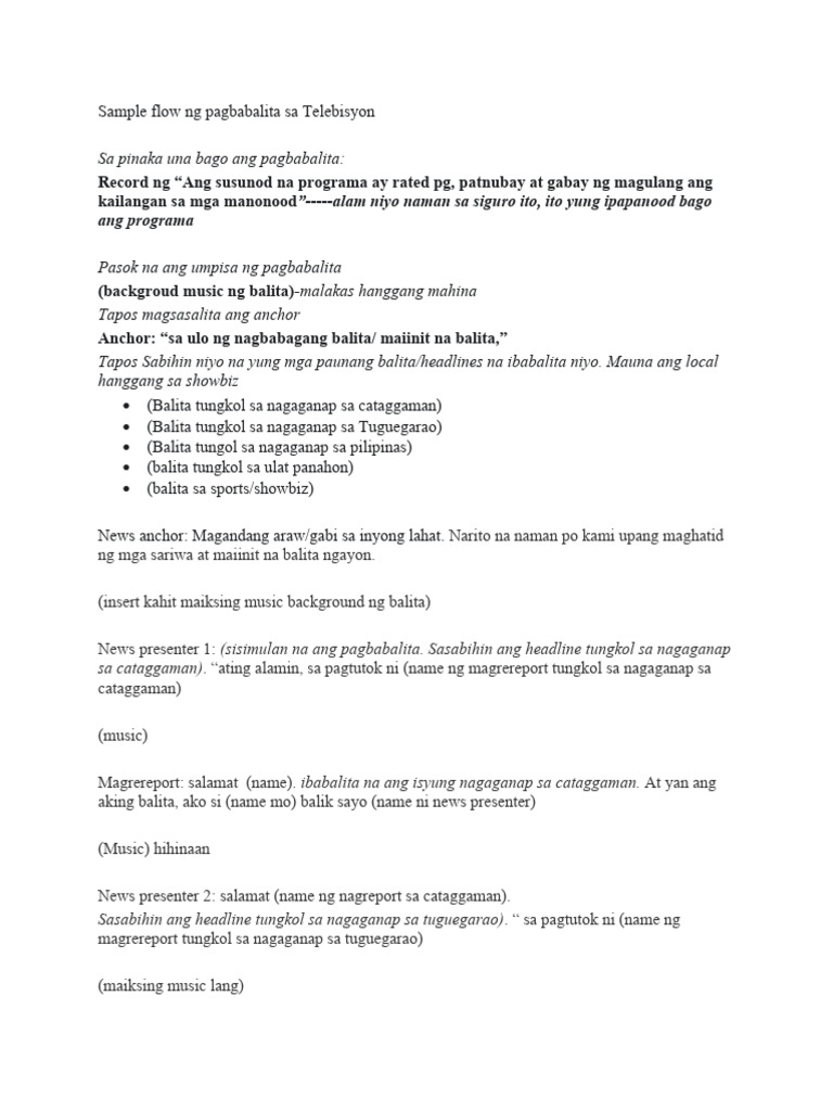 SampleflowngpagbabalitasaTelebisyon PDF