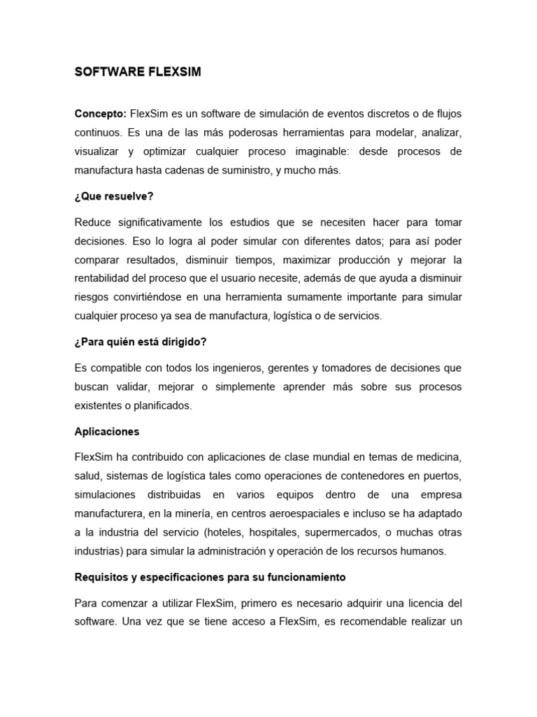Software Flexsim | PDF | Simulación | Unidad Central de procesamiento