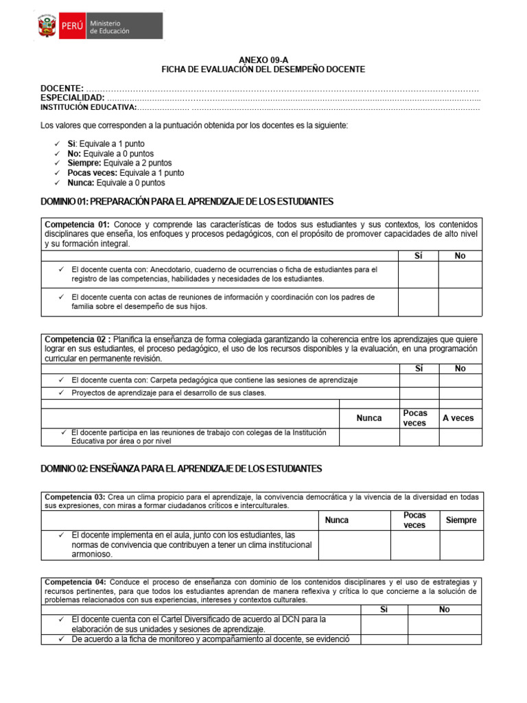 Evaluación Del Desempeño Del Docente | PDF | Maestros | Enseñando