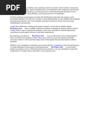 Research Paper Kindergarten