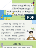 q2 w3 Math 1 Pagbabawas NG Bilang at Pag Aalis o Pagtatanggal o Paghahambing Sa Sangkap NG Pangkat