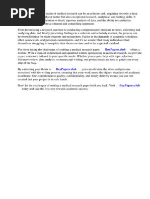 Medical Research Paper Sample