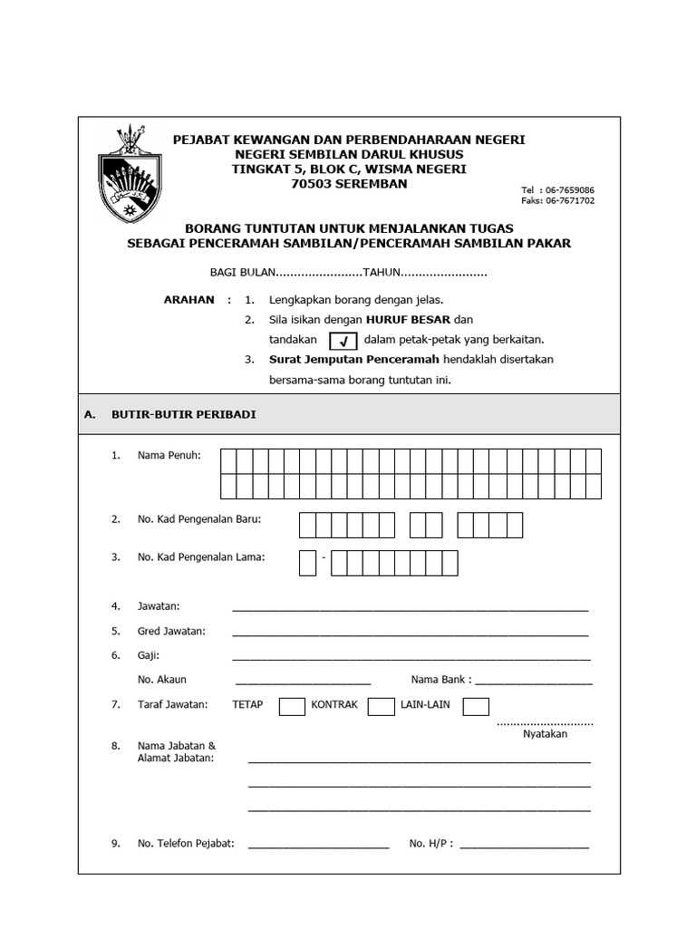 Borang Elaun Penceramah-Pkn | PDF