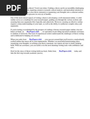 Literary Research Paper Outline Example