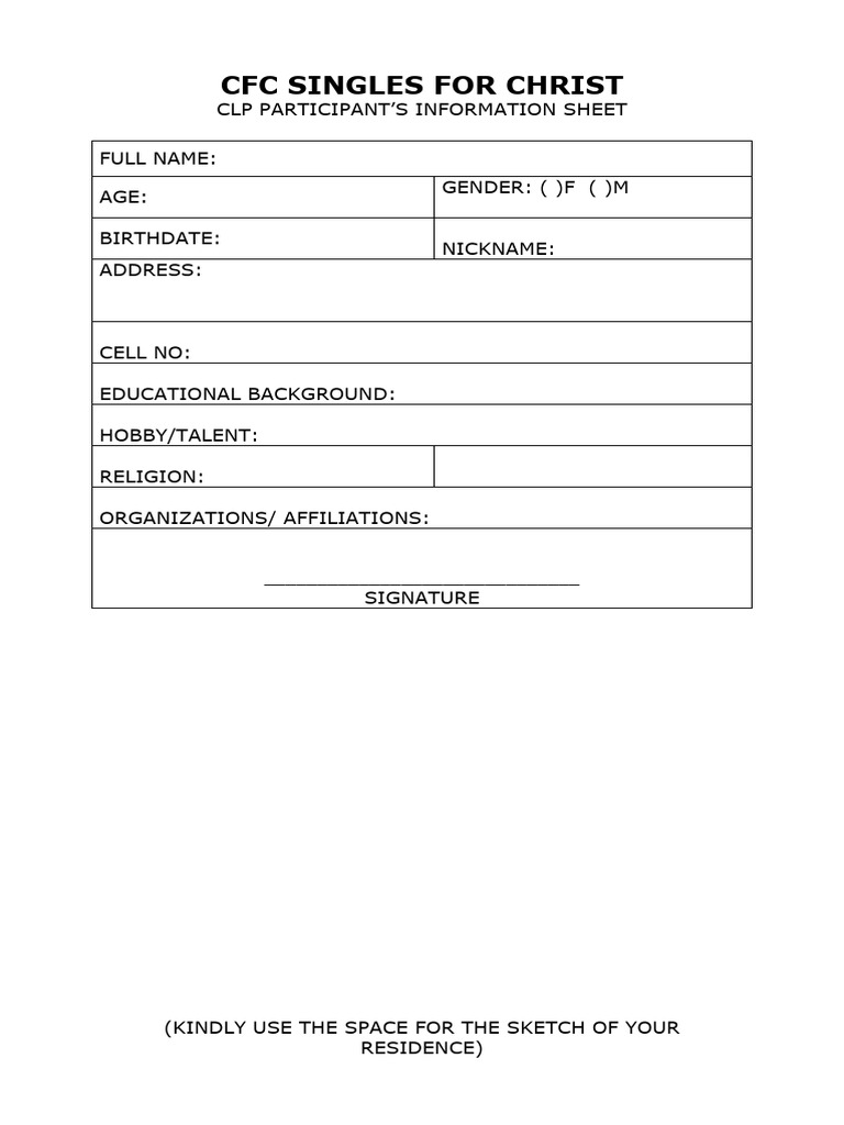 CFC Singles for Christ Info Sheet | PDF