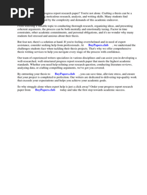 Progress Report Research Paper
