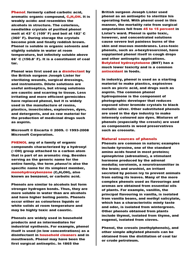 Phenol Visual | PDF | Home & Garden | Wellness