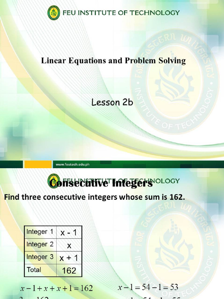 2b - Linear Equations With Problem Solving | PDF