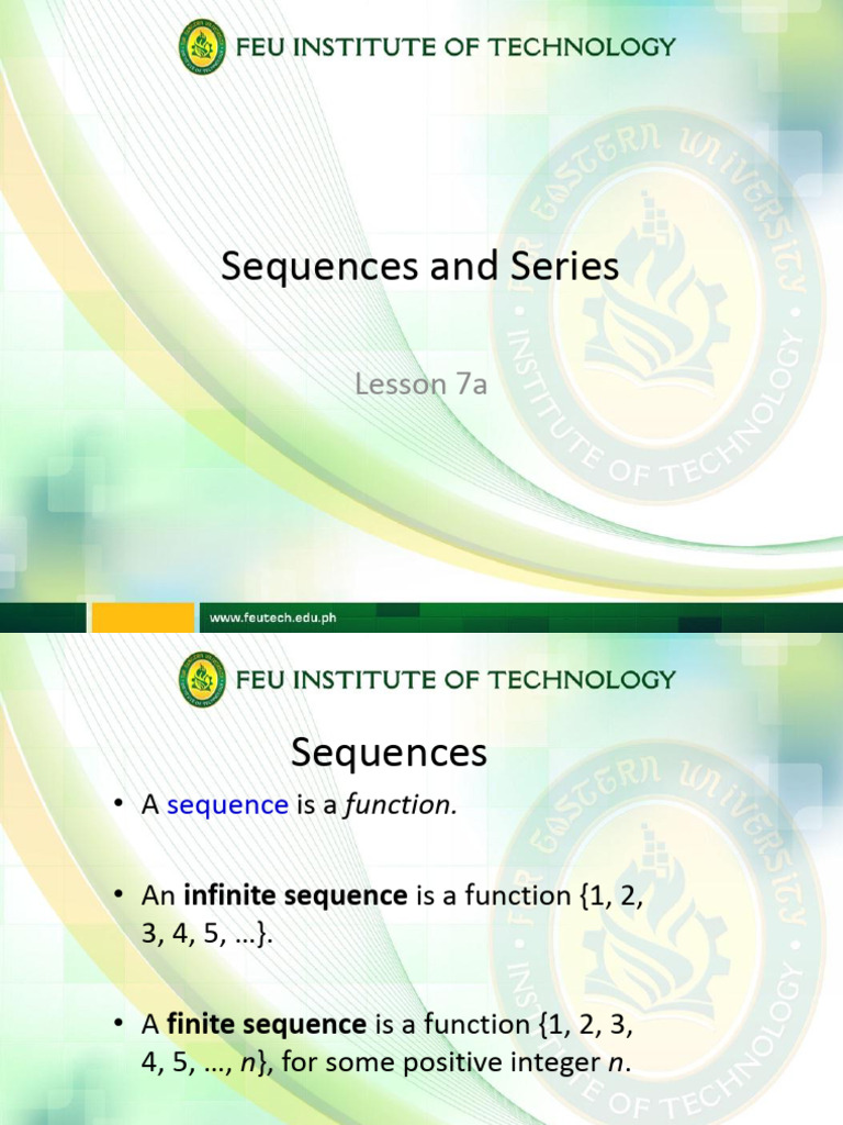 7a - Sequences and Series | PDF | Summation | Sequence