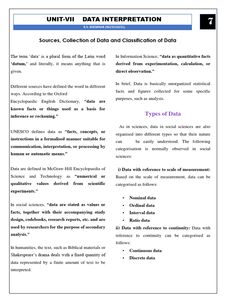 Data Sources and Classification Guide | PDF | Data | Level Of Measurement