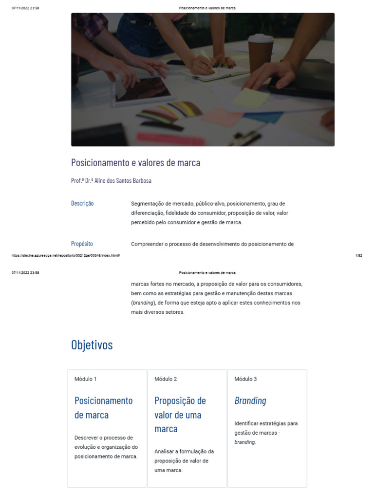 Posicionamento e Valores de Marca | PDF | Marca | Marketing