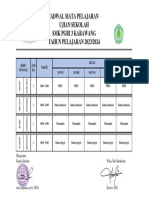 Jadwal Mata Pelajaran Ujian Sekolah Tp.2023-2024