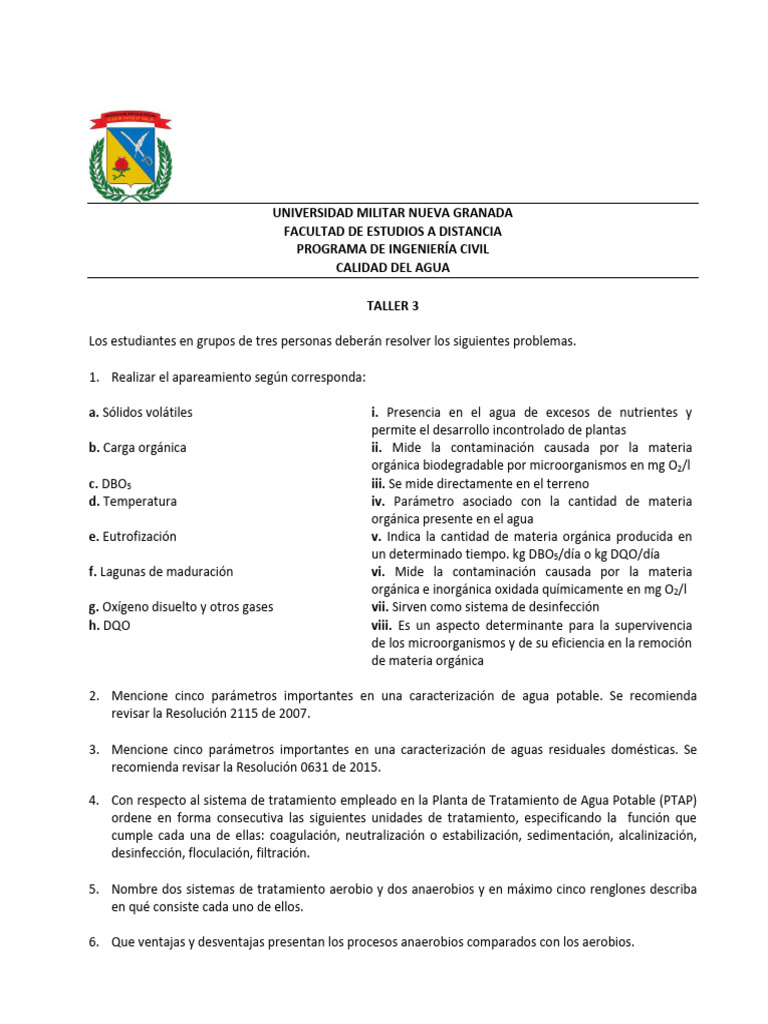Taller de Calidad del Agua en Ingeniería Civil | PDF | Aguas residuales ...