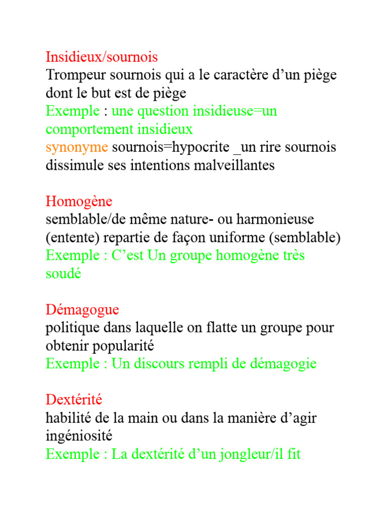 Synonymes et définitions clés en français | PDF | Dieu | Hasard
