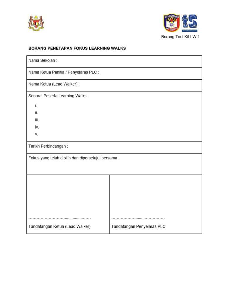 Borang Tool Kit LEARNING WALK PDF