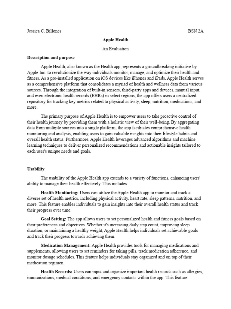Apple Health App: Comprehensive Evaluation | PDF | Mobile App | Apple Inc.