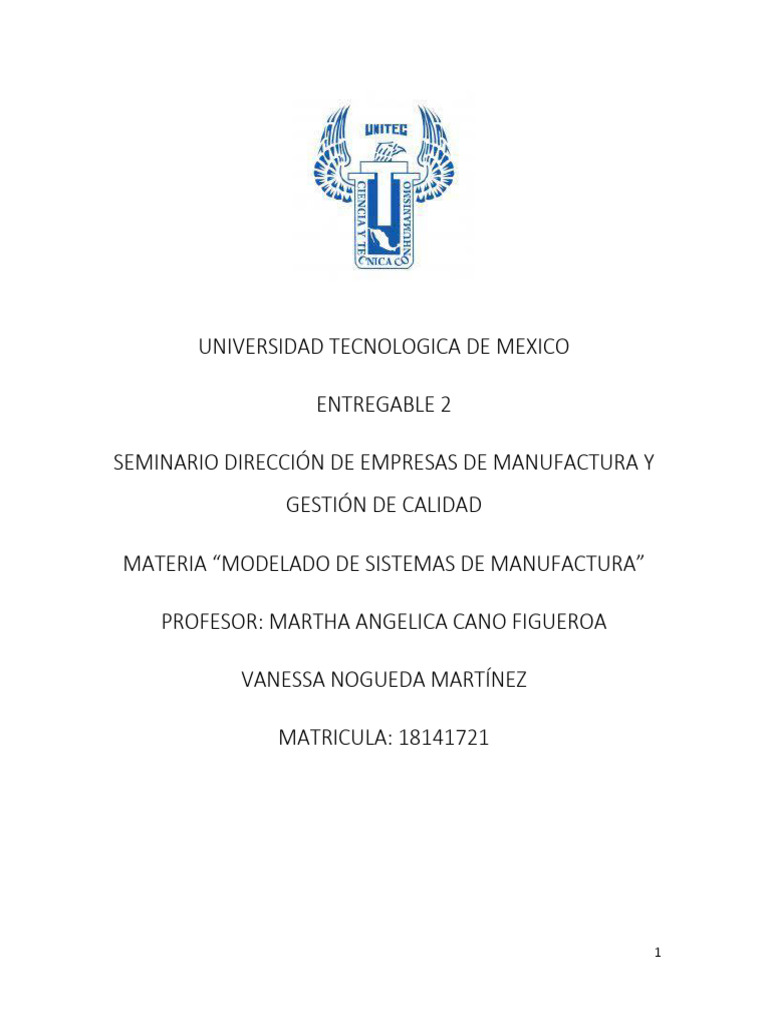 Entregable 2 modelado de sist de manufact pdf dise o simulaci n